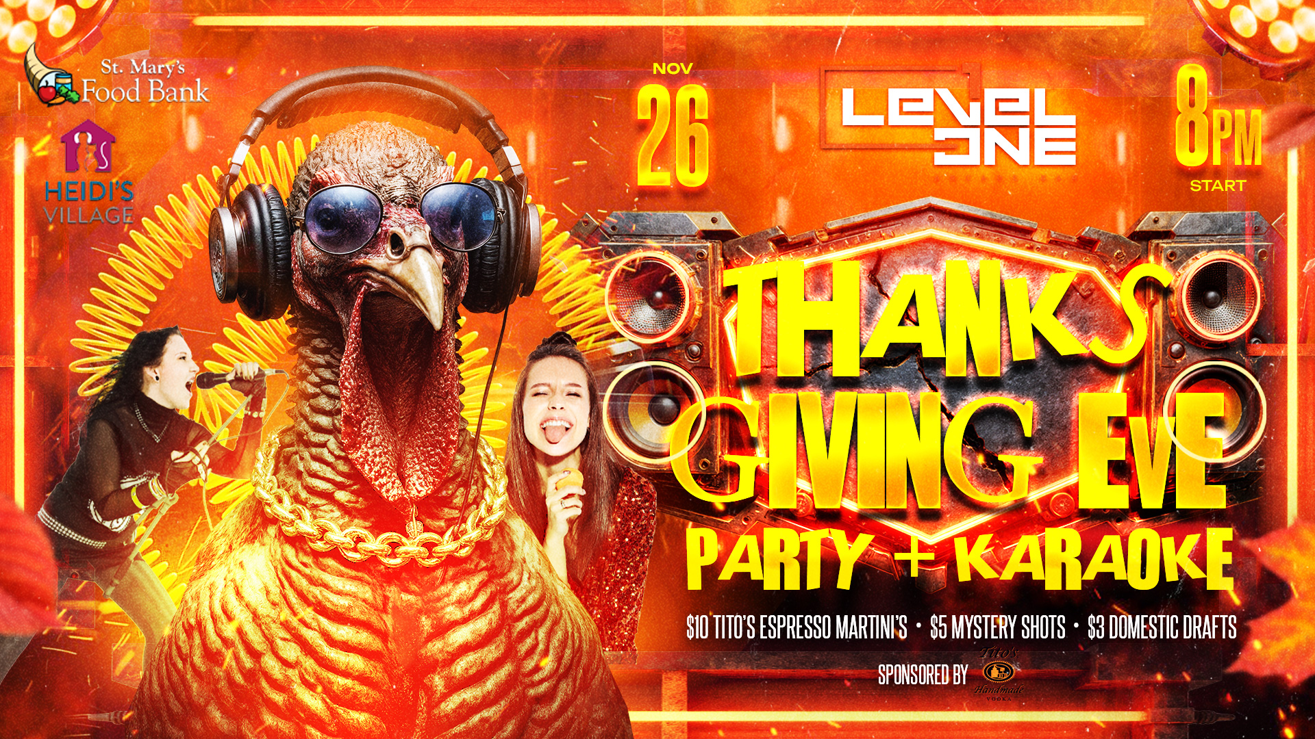 Thanksgiving Eve Karaoke Party at Level 1 Arcade Bar!
