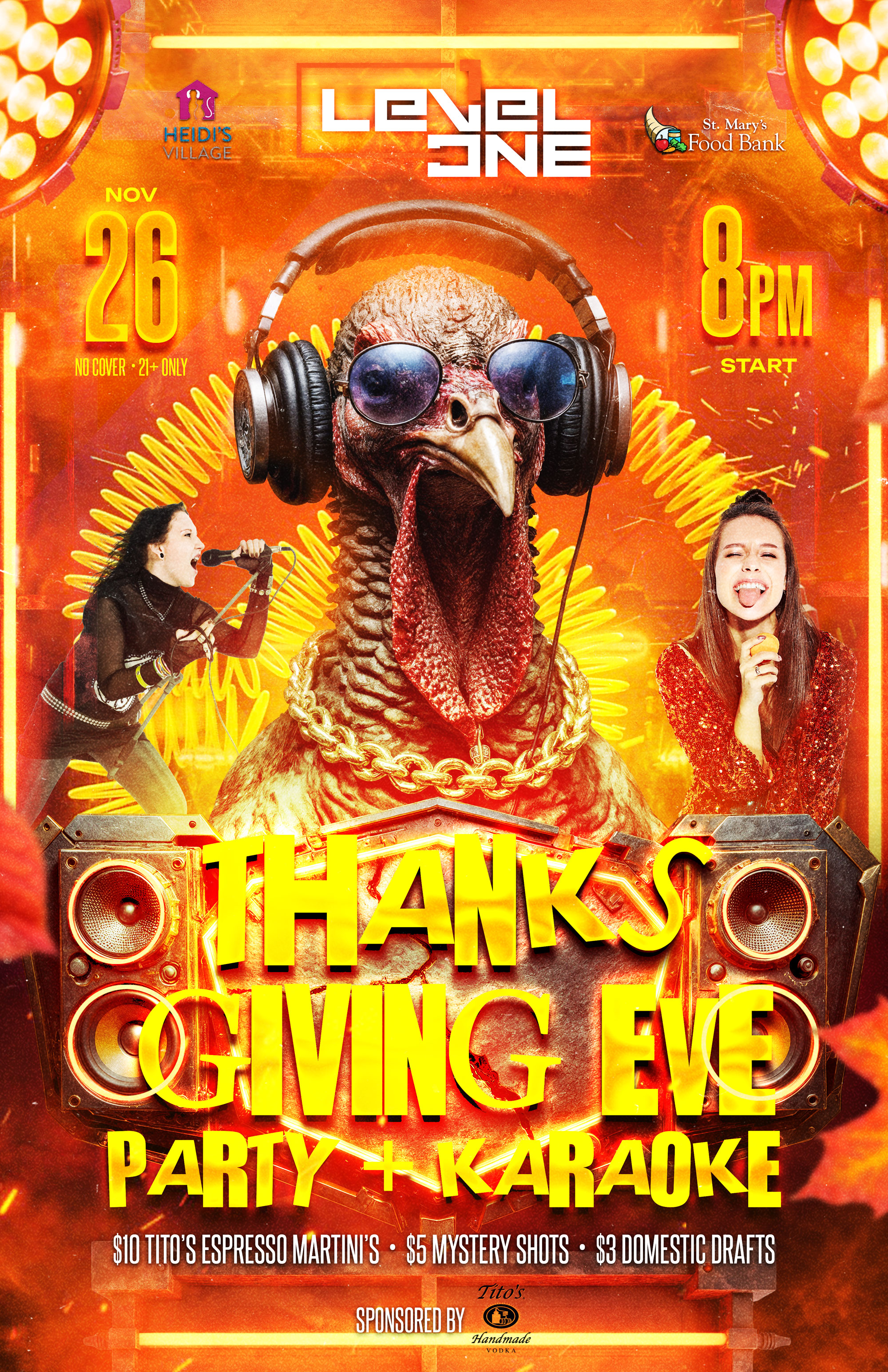Thanksgiving Eve Karaoke Party at Level 1 Arcade Bar!